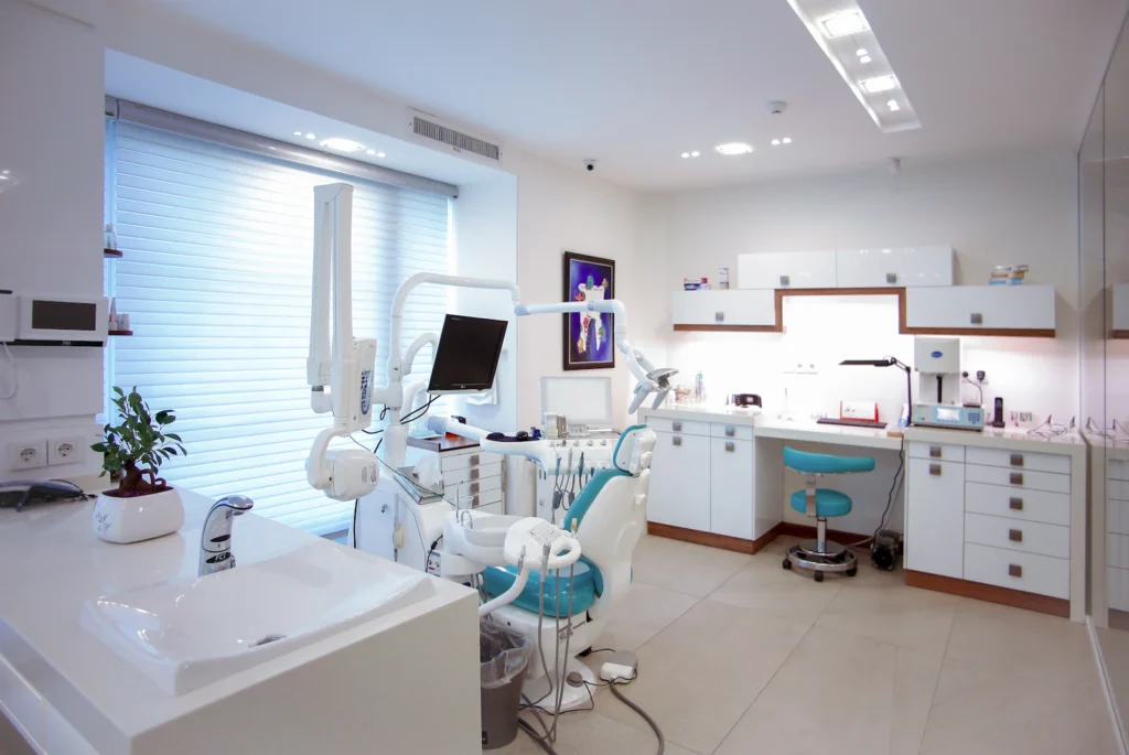 Modern dental operatory with chair and digital equipment