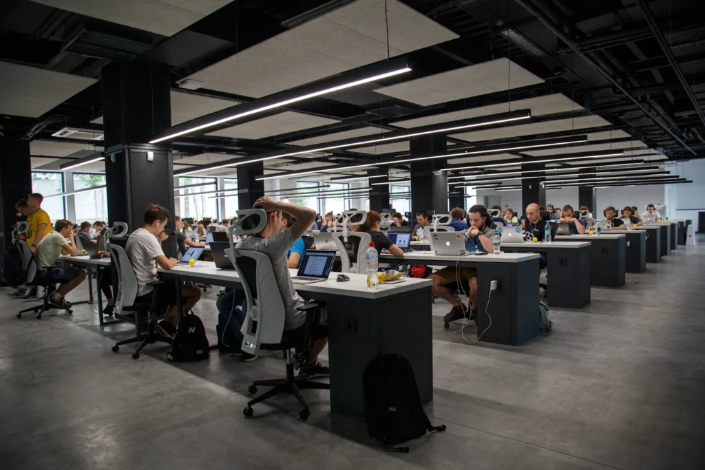 Tech team working in a Markham office with managed IT services